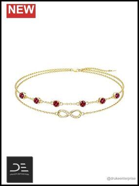 Gold Infinity Gemstone Anklet Bracelet Birthstone Gift